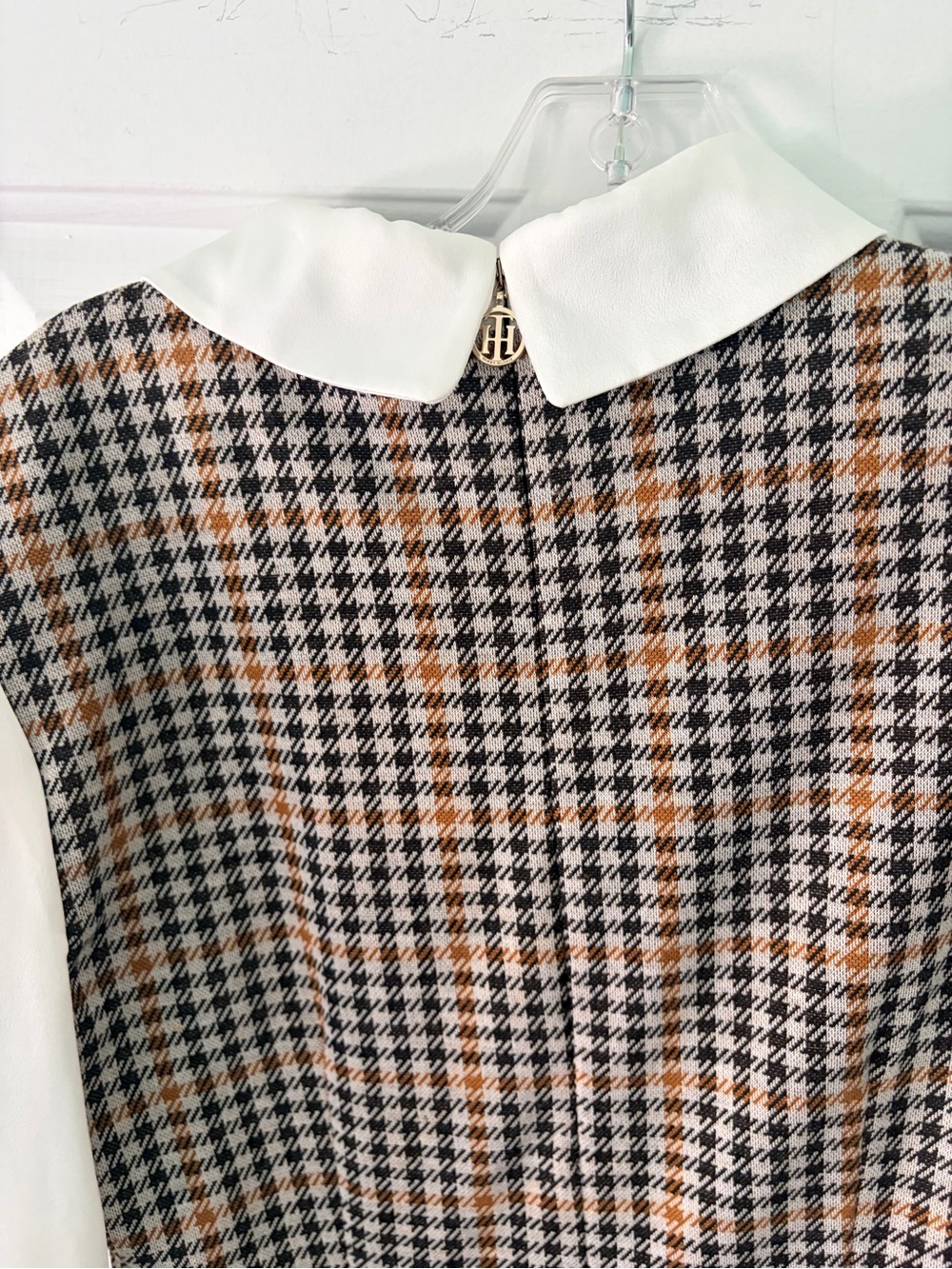 Tommy Hilfiger Brown & Black Plaid A-Line Dress with White Collar - Picture 2 of 3